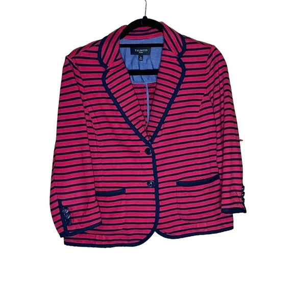 TALBOTS WOMEN’s Size Large Petite PL BLAZER JACKET 3/4 Sleeve Anchor Buttons - Picture 1 of 9